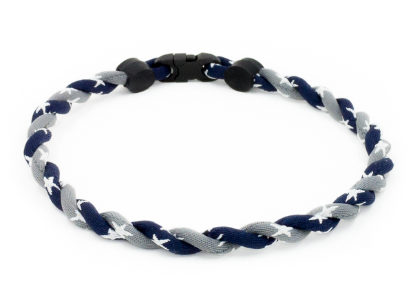Navy Blue / Gray Star Baseball Necklace Titanium Rope