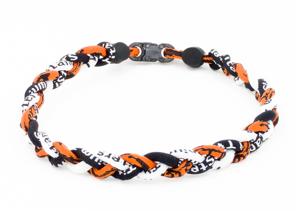 thumbnail image 2 of Handmade Braided Sports Necklace - Red, White & Gray Twist Design With Custom Clasp 2 of 5